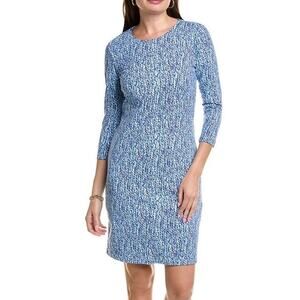 J. McLaughlin Sophia Catalina Dress 3/4 snap sleeve blue geometric size XL